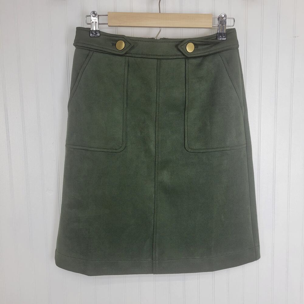 Loft Green Suede Mod Style Pencil Skirt Size 2